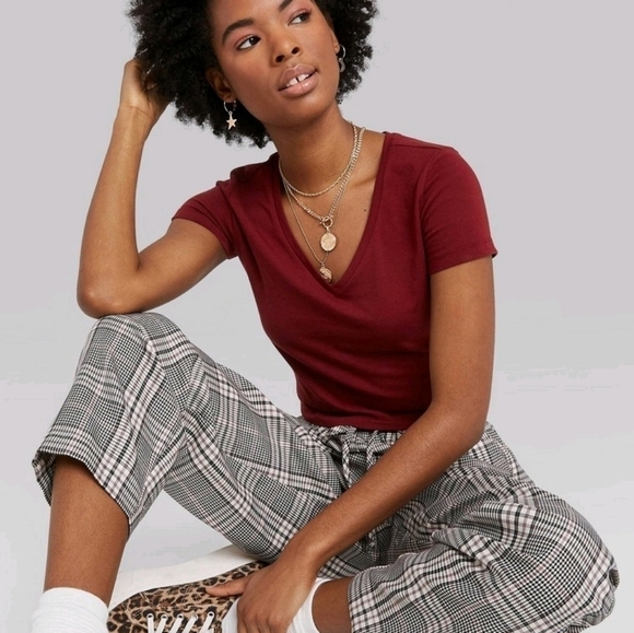 Wild Fable Red Burgundy Crop Tee XXL BNWT - Picture 1 of 9